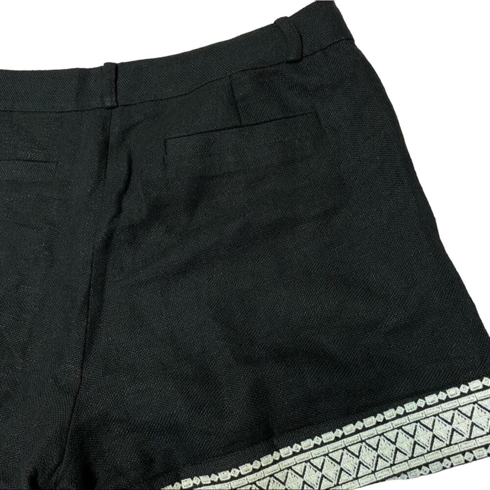 Kate Spade NY Black Linen White Geometric Embroidered Tailored Shorts Sz 2 NWOT - Picture 8 of 11